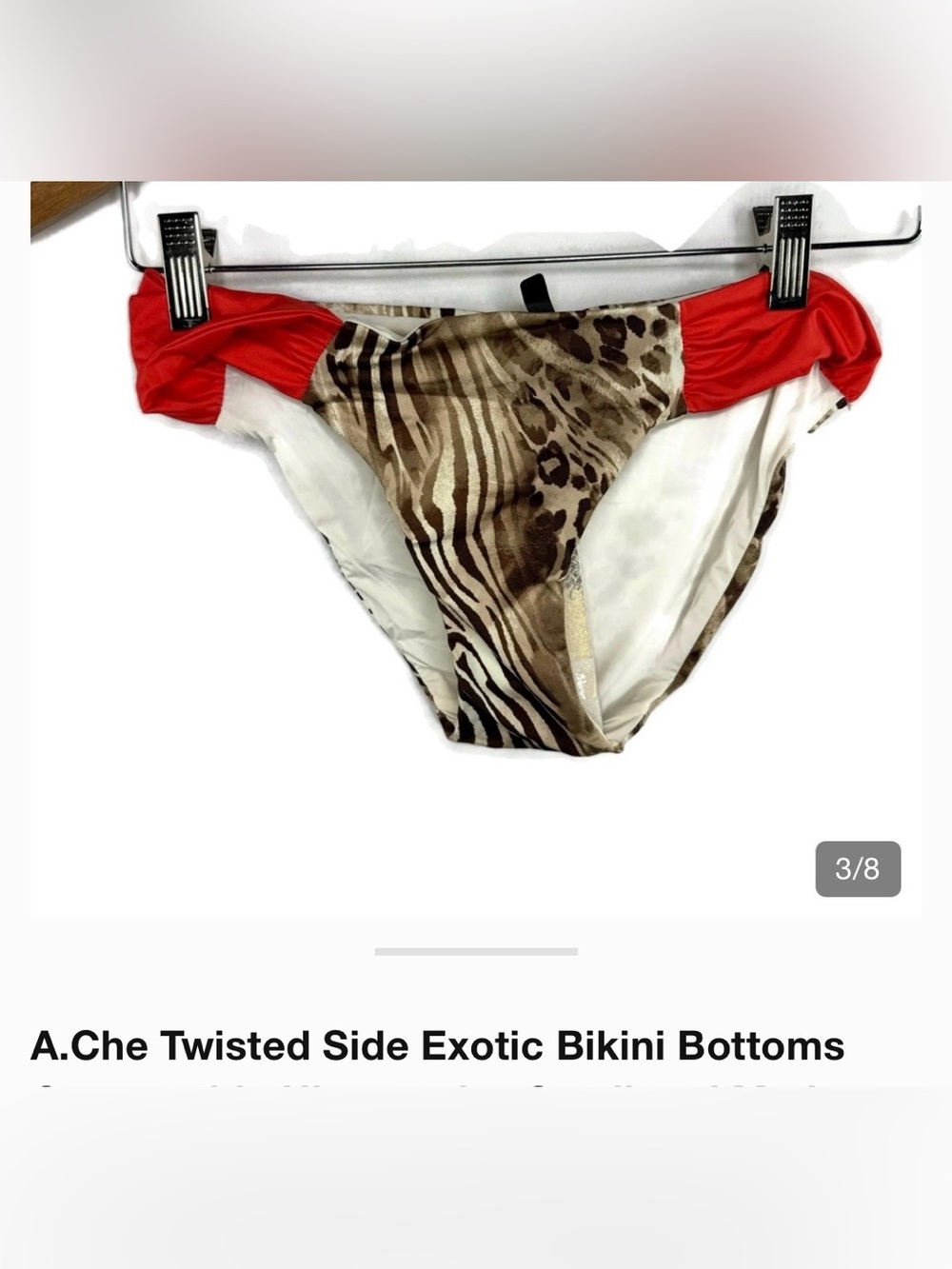 A. Che reversible swim bikini bottom animal print size small